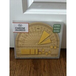 Cheese Degrees Protractor Cheese Board Bamboo Wood Cutting 8.5” x 6.75” New